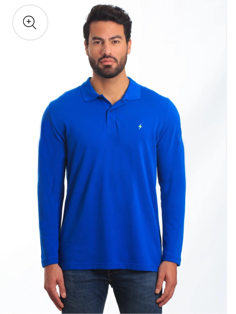 Jared Lang blue long sleeve polo mens medium